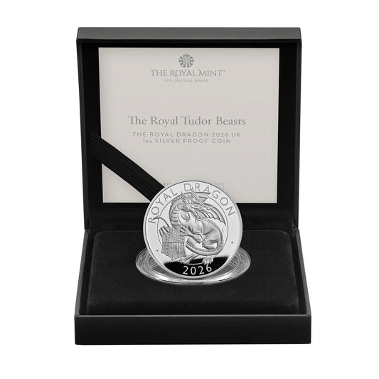 The Royal Tudor Beasts The Royal Dragon of England 2026 UK 1oz 999 Silver Proof Coin