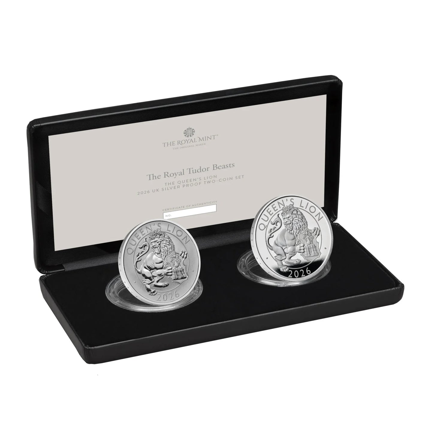 The Royal Tudor Beasts The Queen's Lion 2026 UK Silver Proof Two-Coin Set, Limited Edition 250