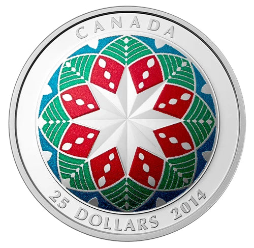 2014 $25 Fine Silver Ultra-High Relief Coloured Coin – Christmas Ornament Boxed