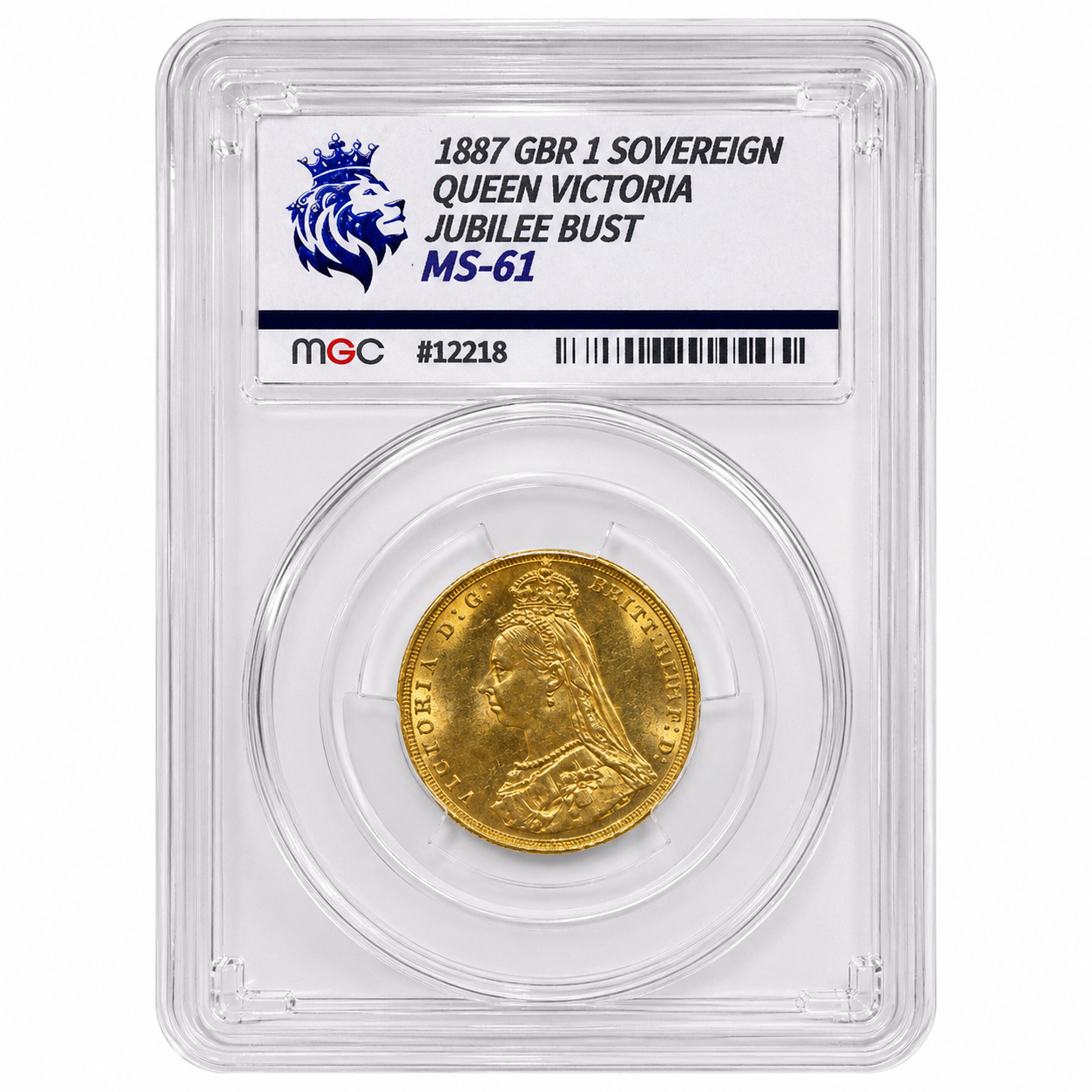 1887 Gold Full Sovereign Jubilee Head Graded MGC MS61 (7.98g of 22ct Gold)