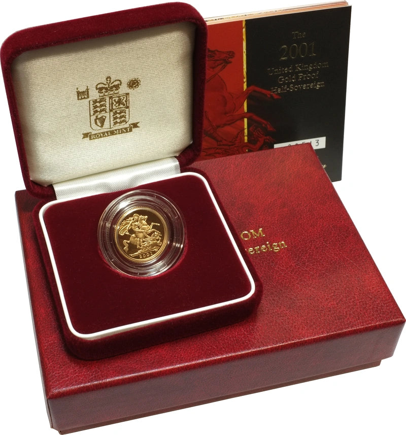 2001 Gold Half Sovereign Elizabeth II Proof, Royal Mint Boxed with COA