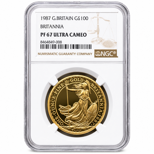 1987 1ozt Gold Proof Britannia Coin, NGC graded PF67