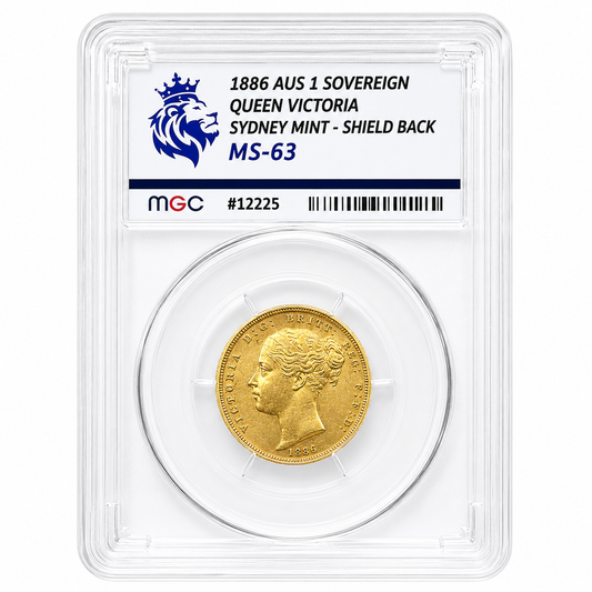 1886 Sydney Mint Victoria Young Head Full Sovereign Gold Coin MS63 MGG