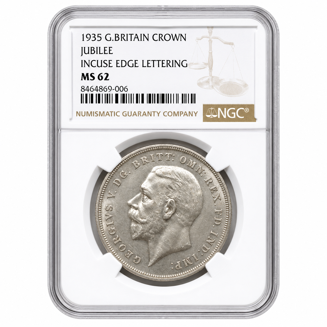 1935 George V "Rocking Horse" Crown Graded by NGC as MS62