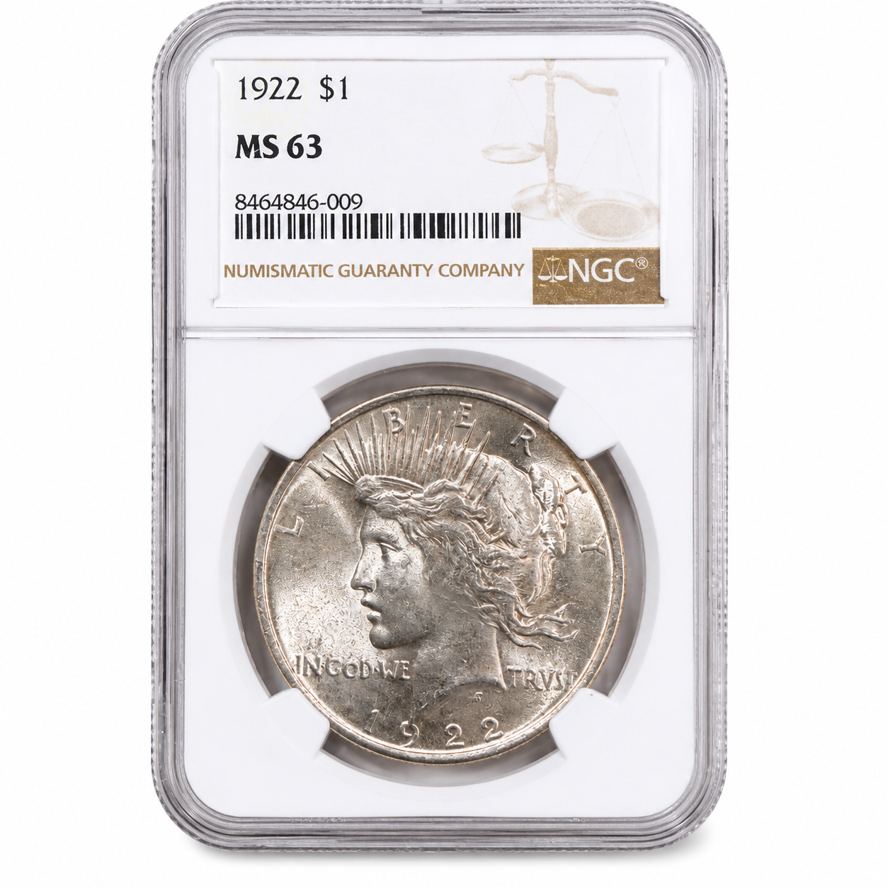 1922 Peace Silver Dollar MS63 NGC