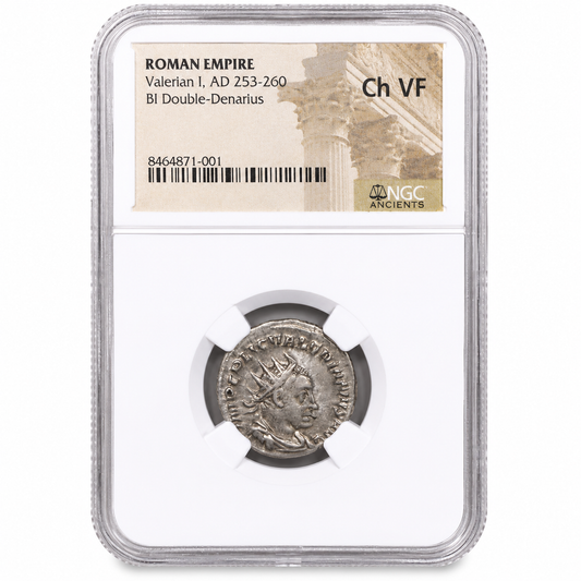 AD 253-260 Roman Empire Valerian I BI Double-Denarius NGC Ch VF