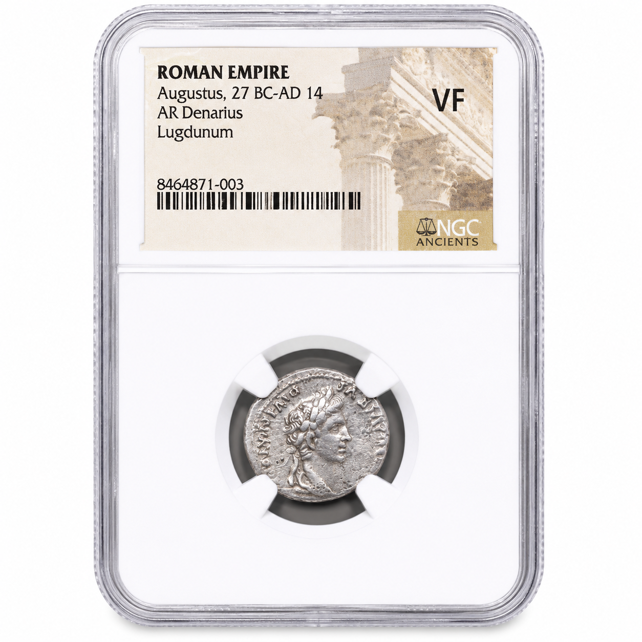 Augustus. 27 BC-AD 14. AR Denarius Lugdunum (Lyon) NGC VF