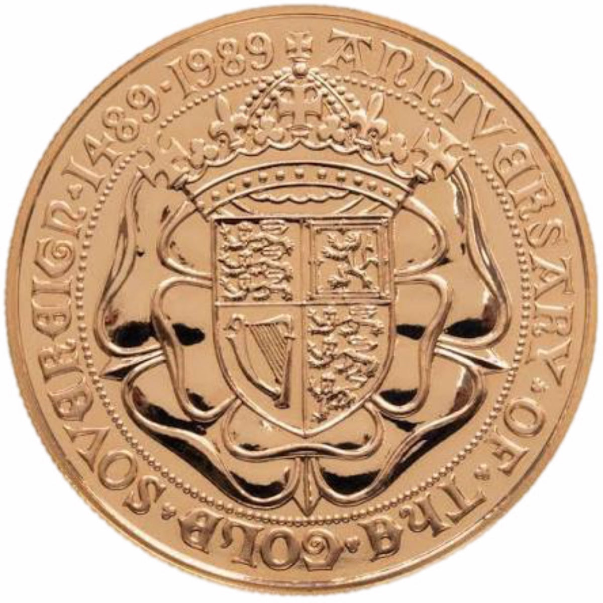1989 Tudor Rose £5 Pound Quintuple Sovereign Gold Proof Coin Loose Coin