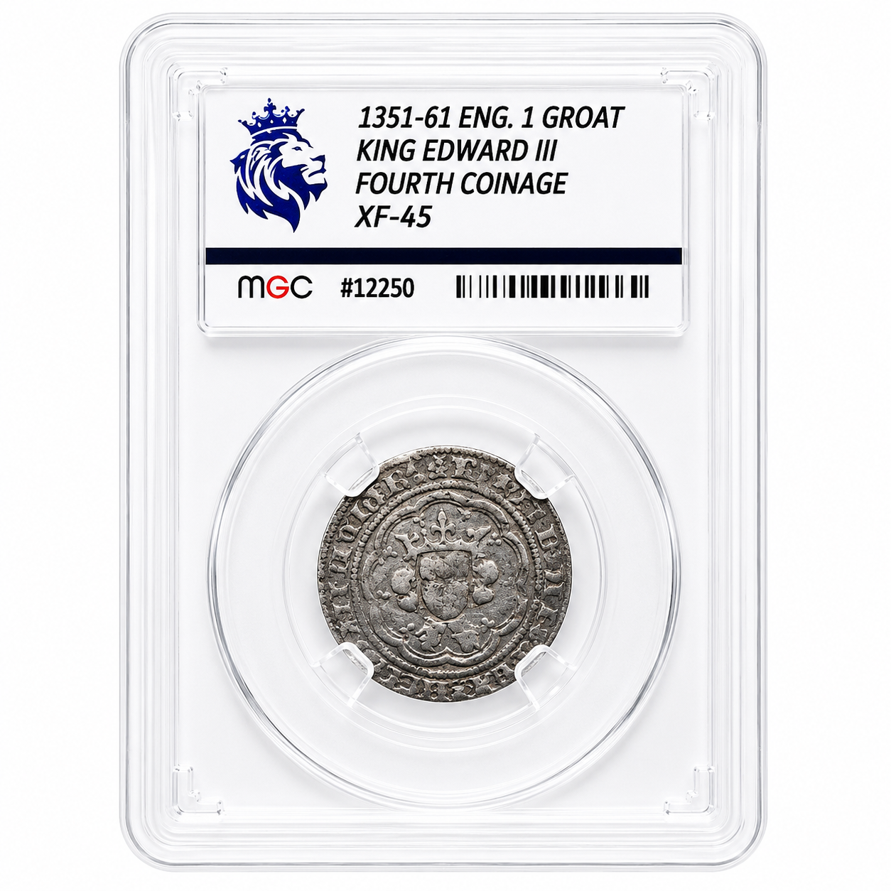 Edward III, Groat, London, 1351-1361 4th Coinage MGC XF45