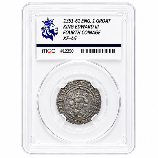 Edward III, Groat, London, 1351-1361 4th Coinage MGC XF45