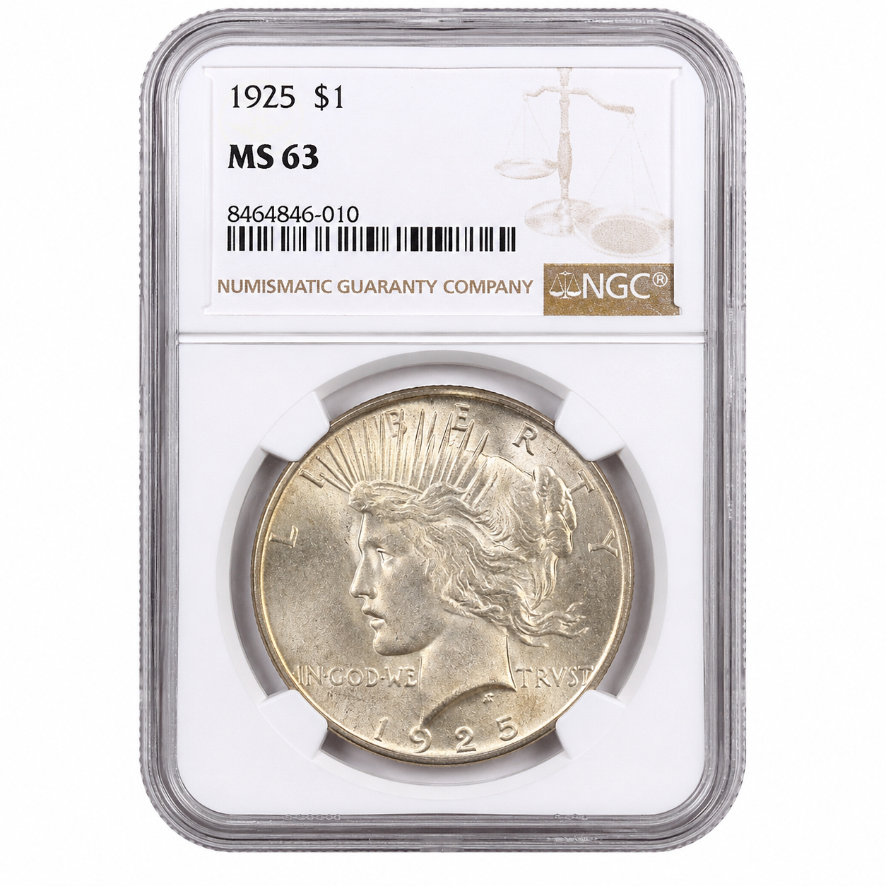 1925 Peace US Silver Dollar NGCMS-63