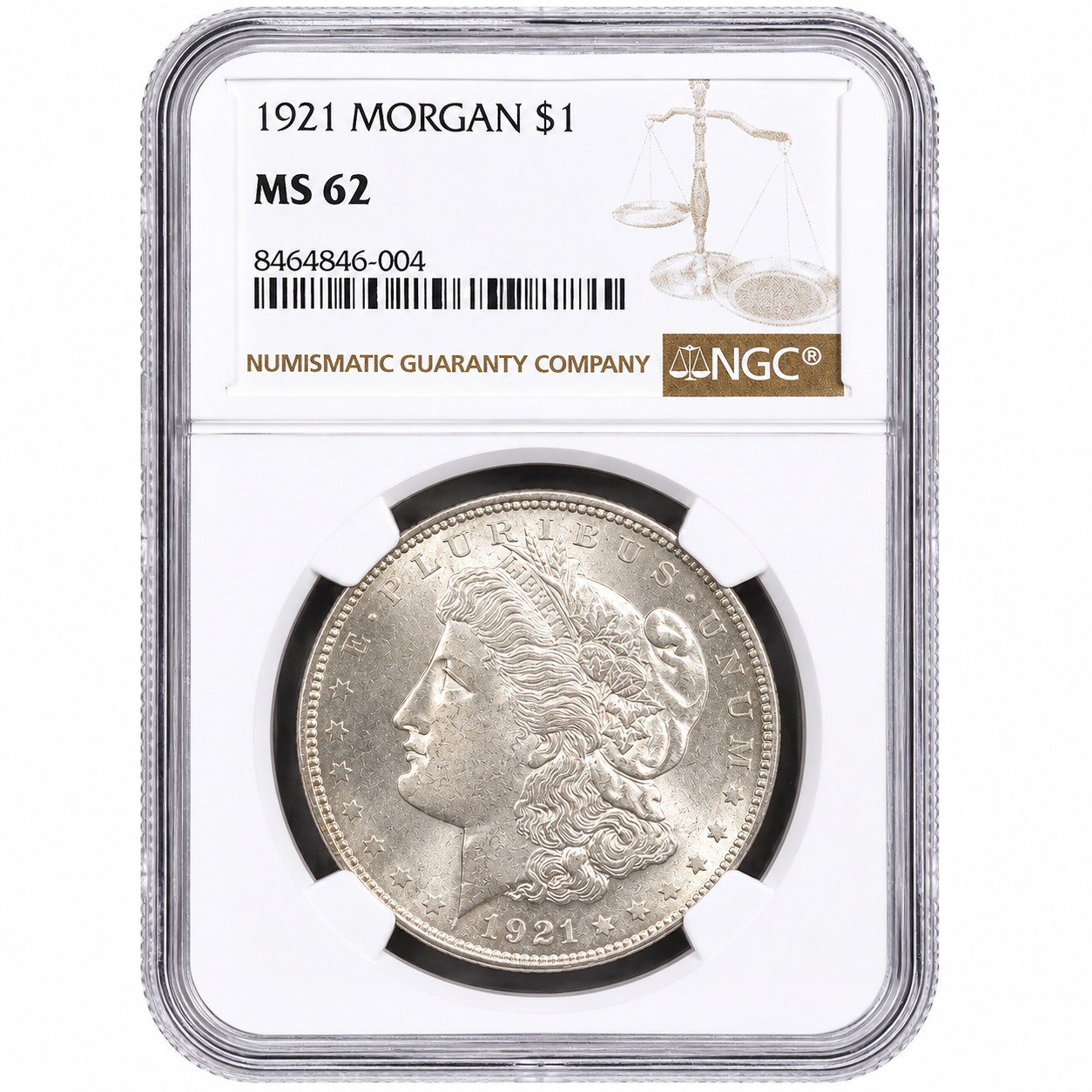 1921 USA Silver Morgan Dollar MS-62 NGC