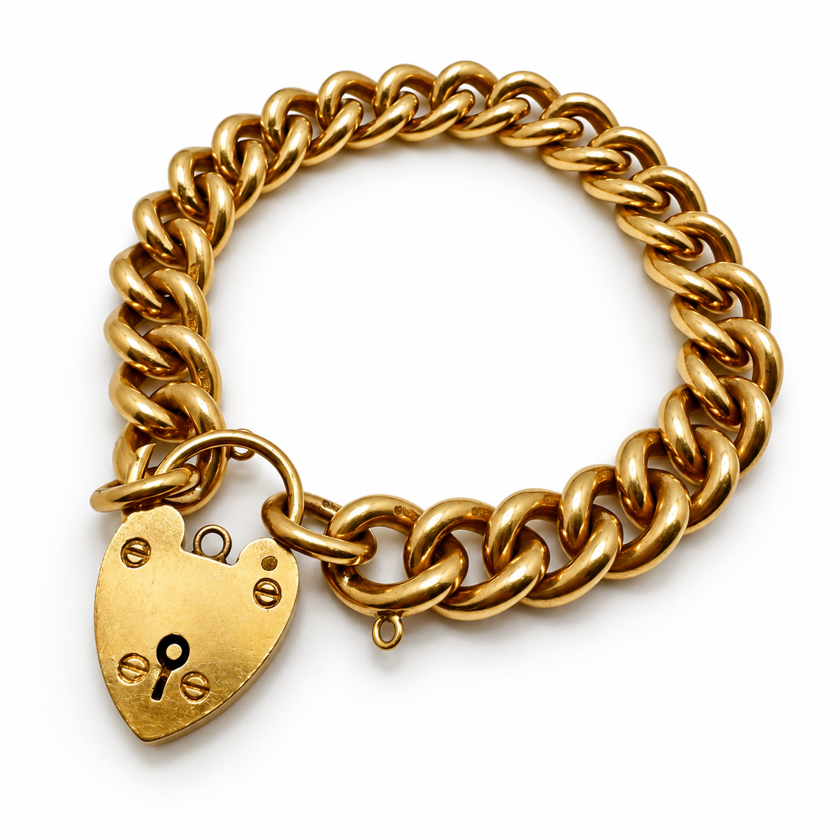 9ct Gold Solid Curb Link Braclet, 7in L, 10mm W, Hallmarked 56.3g