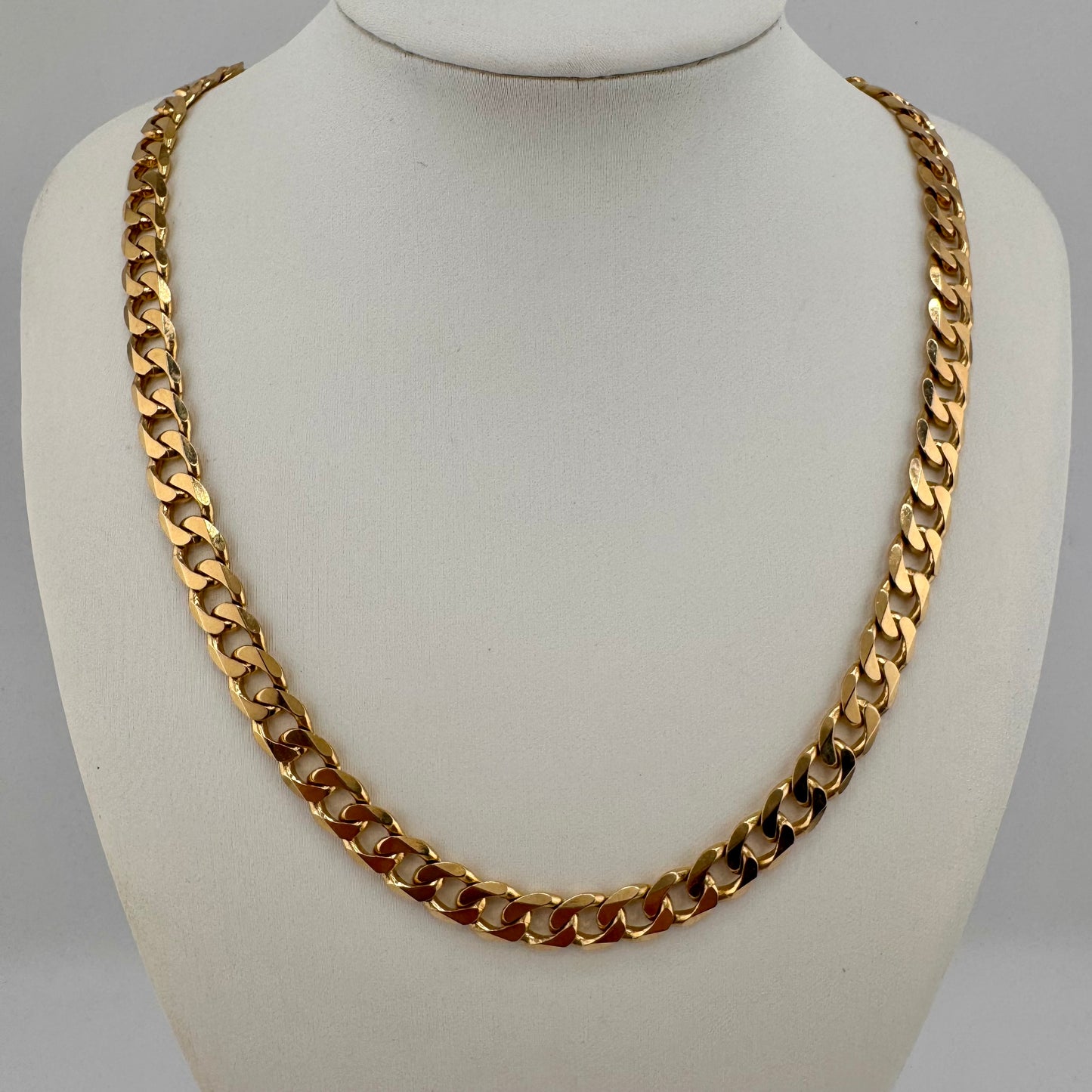 9ct Gold Curb Chain, 7mm Wide, 18in Long, Stamped 375, 30g
