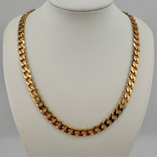 9ct Gold Curb Chain, 7mm Wide, 18in Long, Stamped 375, 30g