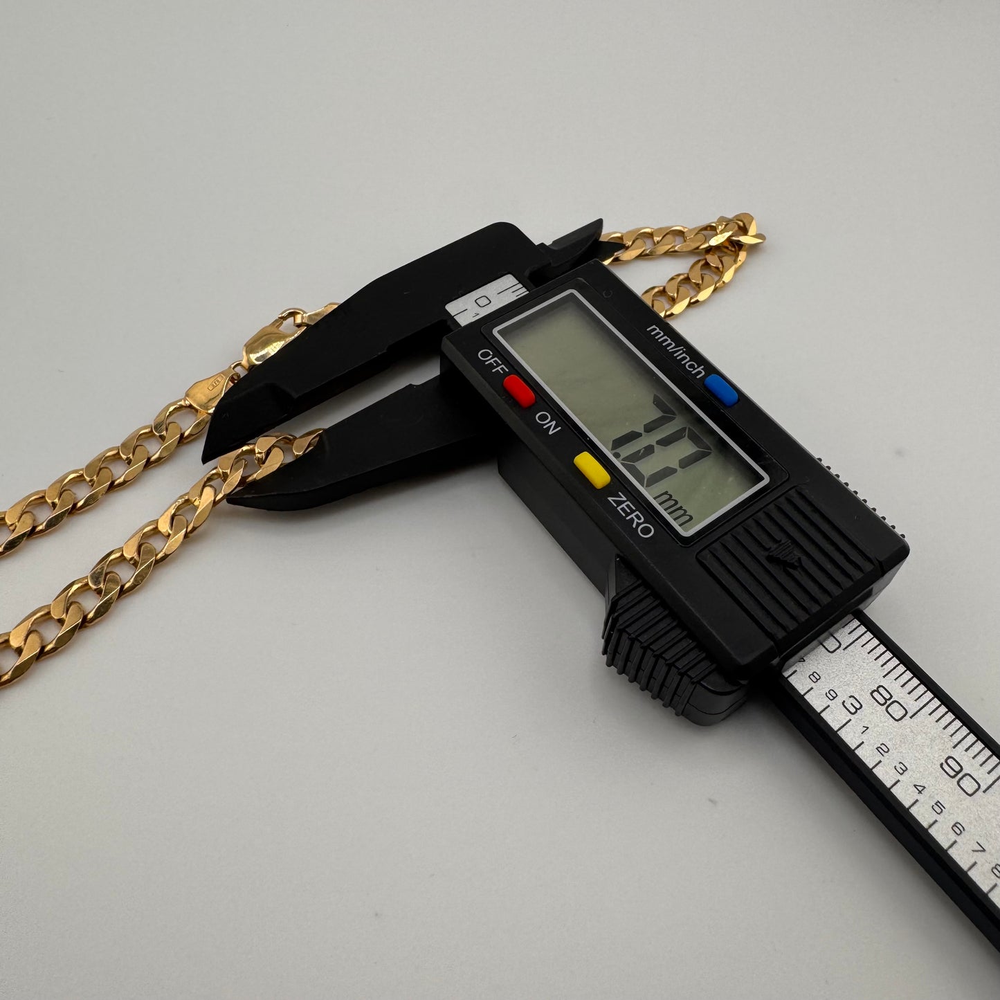 9ct Gold Curb Chain, 7mm Wide, 18in Long, Stamped 375, 30g