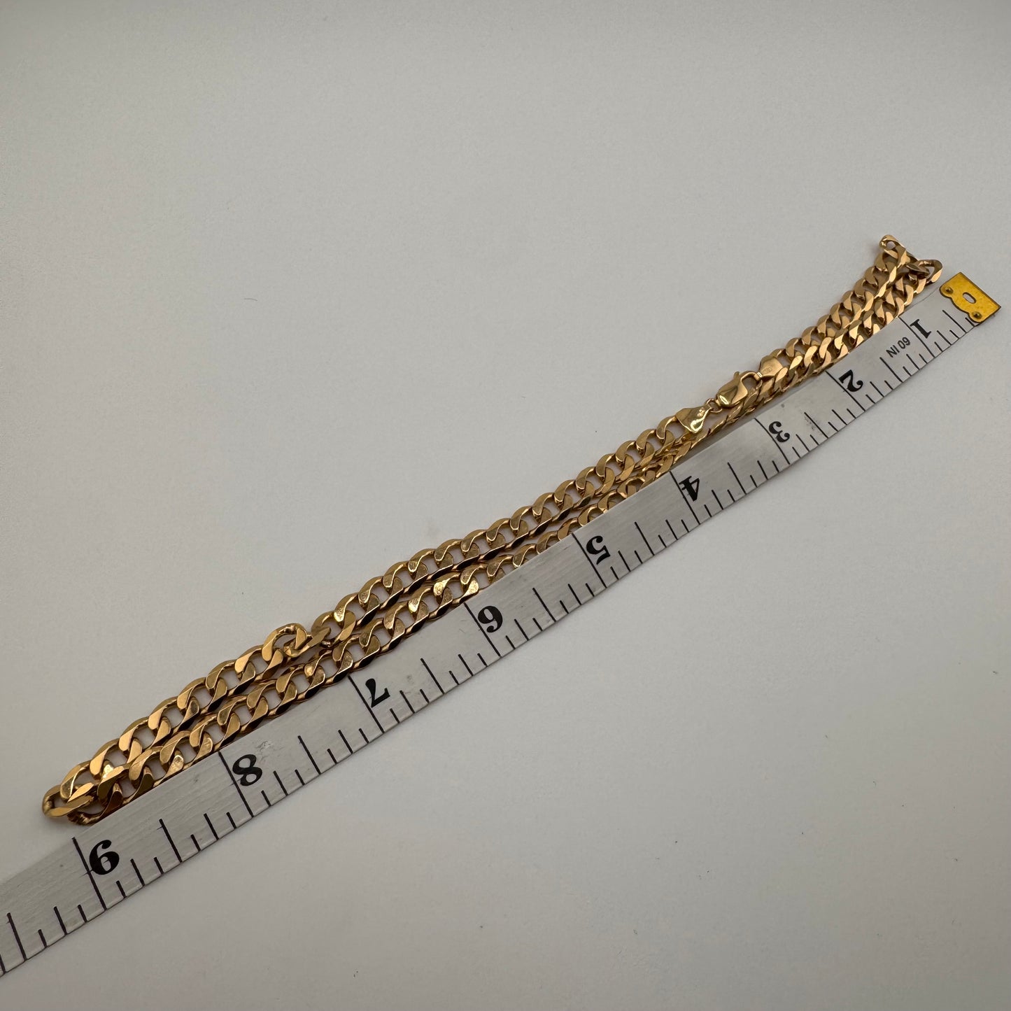 9ct Gold Curb Chain, 7mm Wide, 18in Long, Stamped 375, 30g