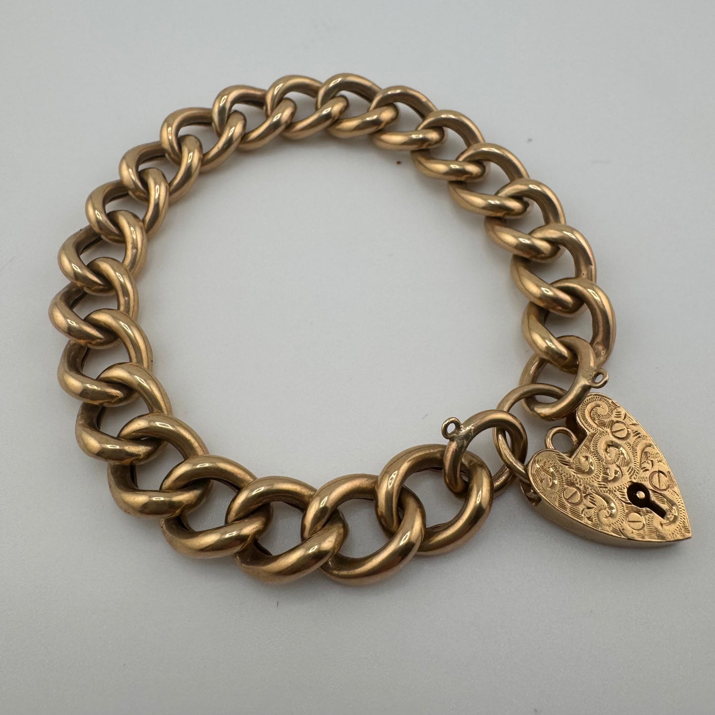 9ct Gold Vintage Curb Braclet, 11mm Wide, 7.5in Long, 21.63g Hallmarked