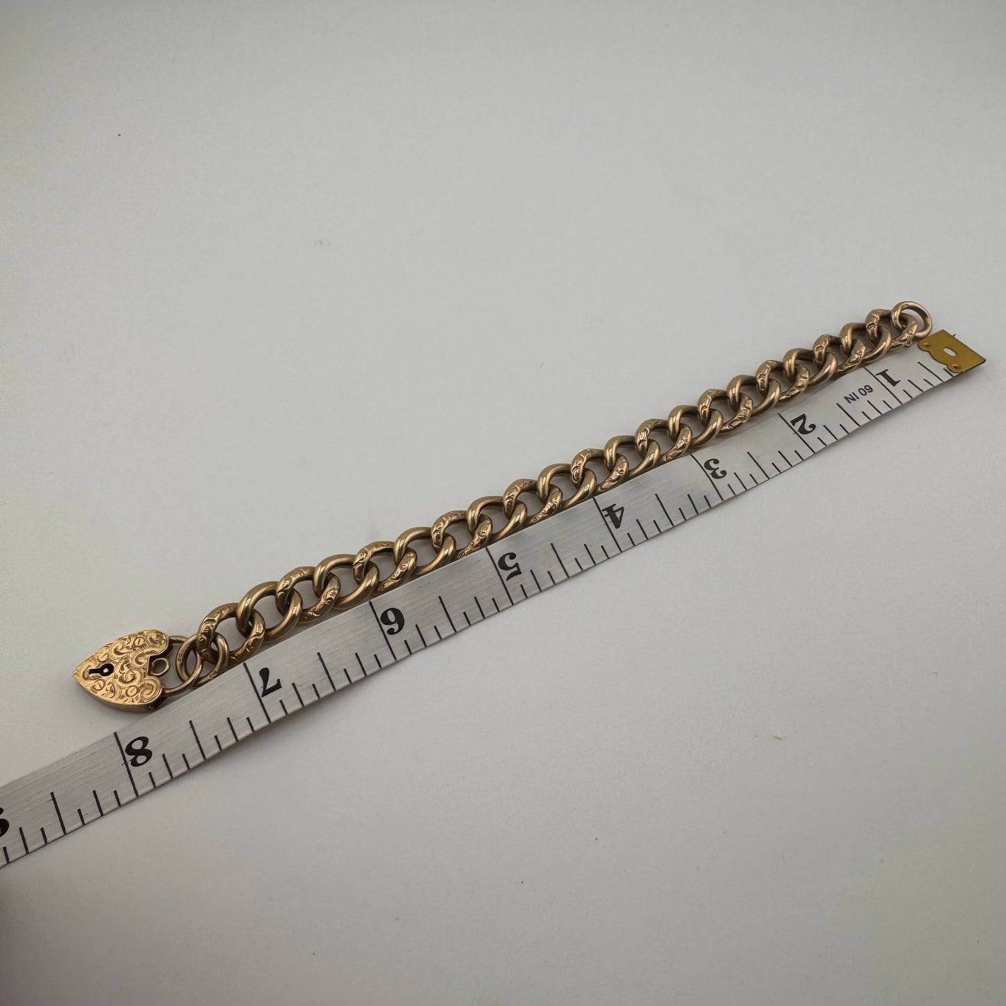 9ct Gold Vintage Curb Braclet, 11mm Wide, 7.5in Long, 21.63g Hallmarked