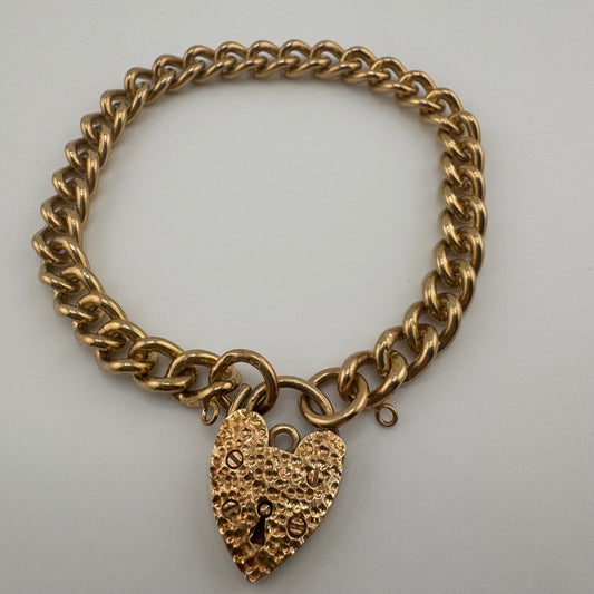 9ct Gold Vintage Curb Braclet, 7.2mm Wide, 7.5in Long, 25.72g Hallmarked