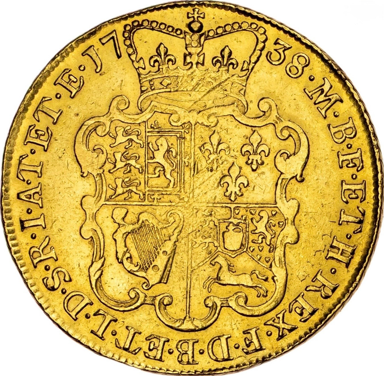 22ct Gold George II, Two-Guineas, 1738, 16.7g