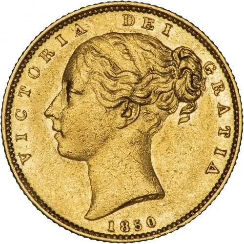 1850 Gold Full Sovereign Victoria London Mint 7.98g of 22ct Gold AU Grade
