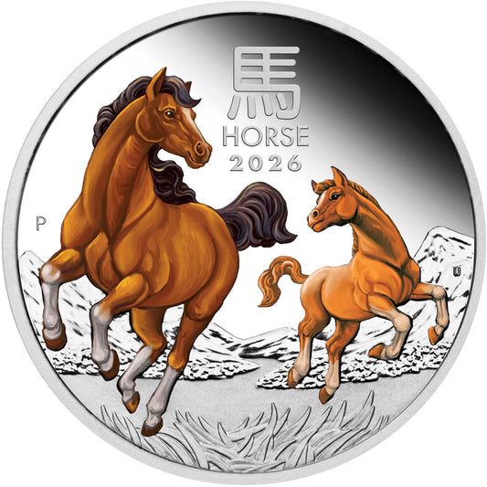 Australian Lunar Series III 2026 Year of the Horse 1oz Silver Proof Coloured Coin