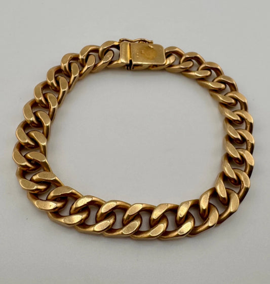 9ct Gold Curb Link Bracelet, 8.7mm Long, 8in Long, Hallmarked 42.1g