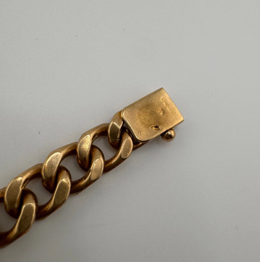 9ct Gold Curb Link Bracelet, 8.7mm Long, 8in Long, Hallmarked 42.1g