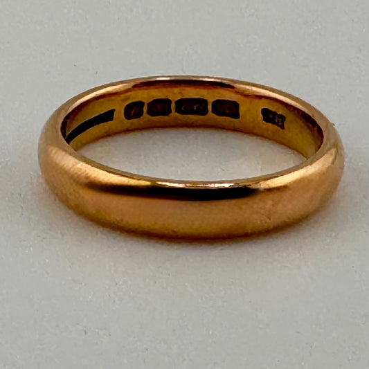 22ct Gold Wedding Band, Size P1/2 Hallmarked 6.7g, 4.2mm Wide