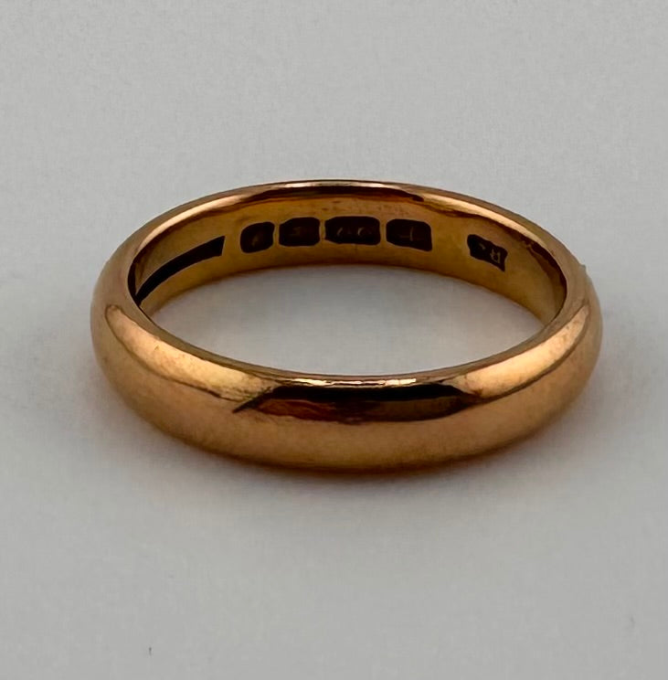 22ct Gold Wedding Band, Size P1/2 Hallmarked 6.7g, 4.2mm Wide
