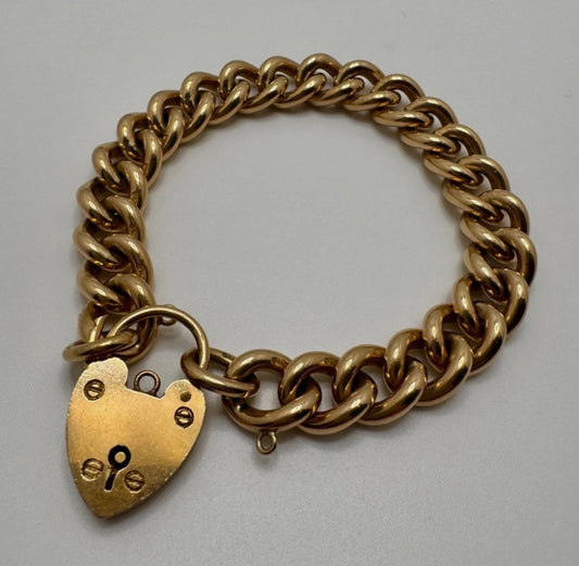 9ct Gold Solid Curb Link Braclet, 7in L, 10mm W, Hallmarked 56.3g