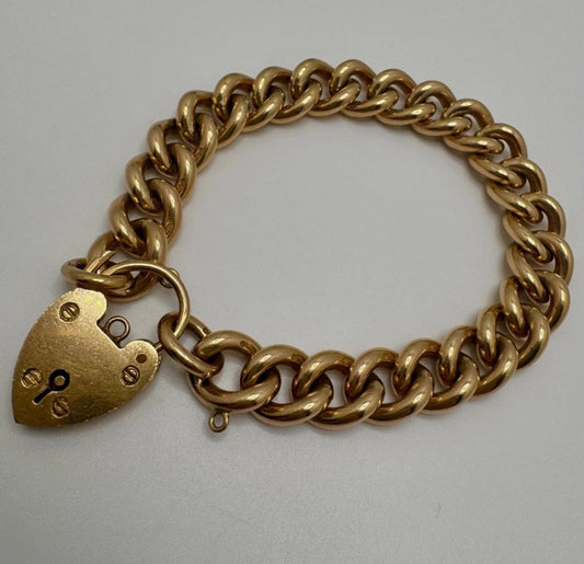 9ct Gold Solid Curb Link Braclet, 7in L, 10mm W, Hallmarked 56.3g