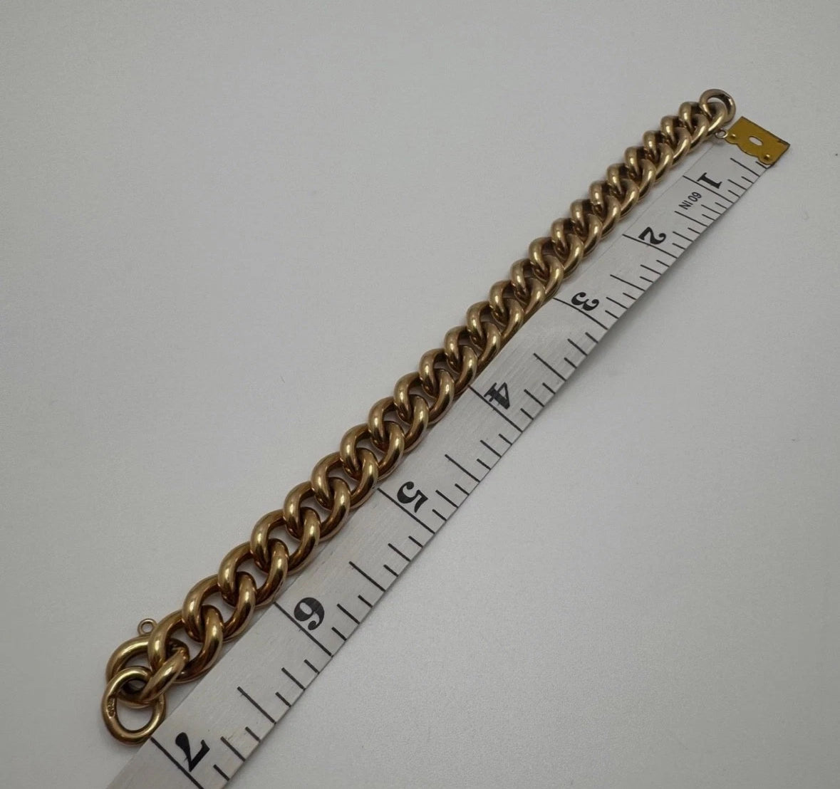 9ct Gold Solid Curb Link Braclet, 7in L, 10mm W, Hallmarked 56.3g