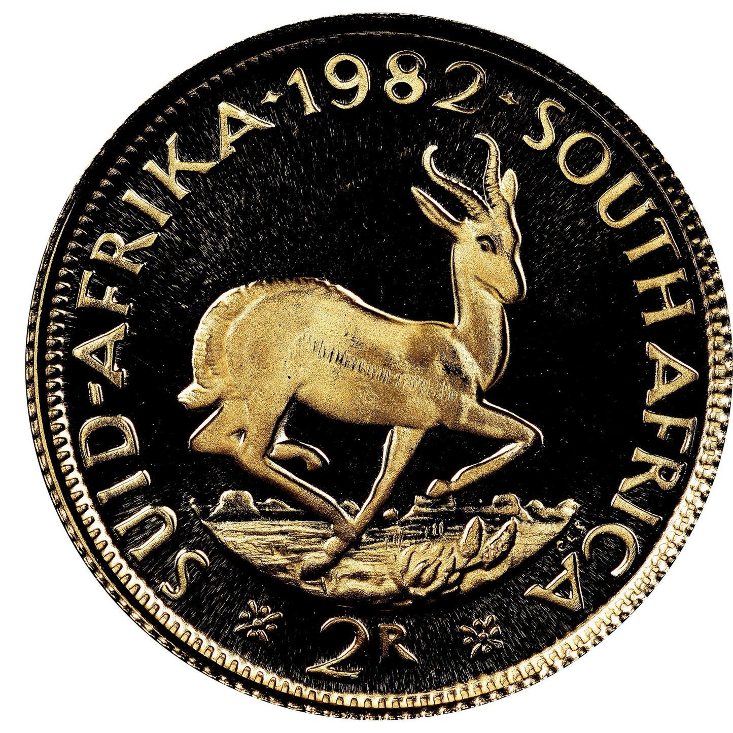 1983 2 Rand Proof South African 22ct Gold Coin, PF66UC NGC Graded