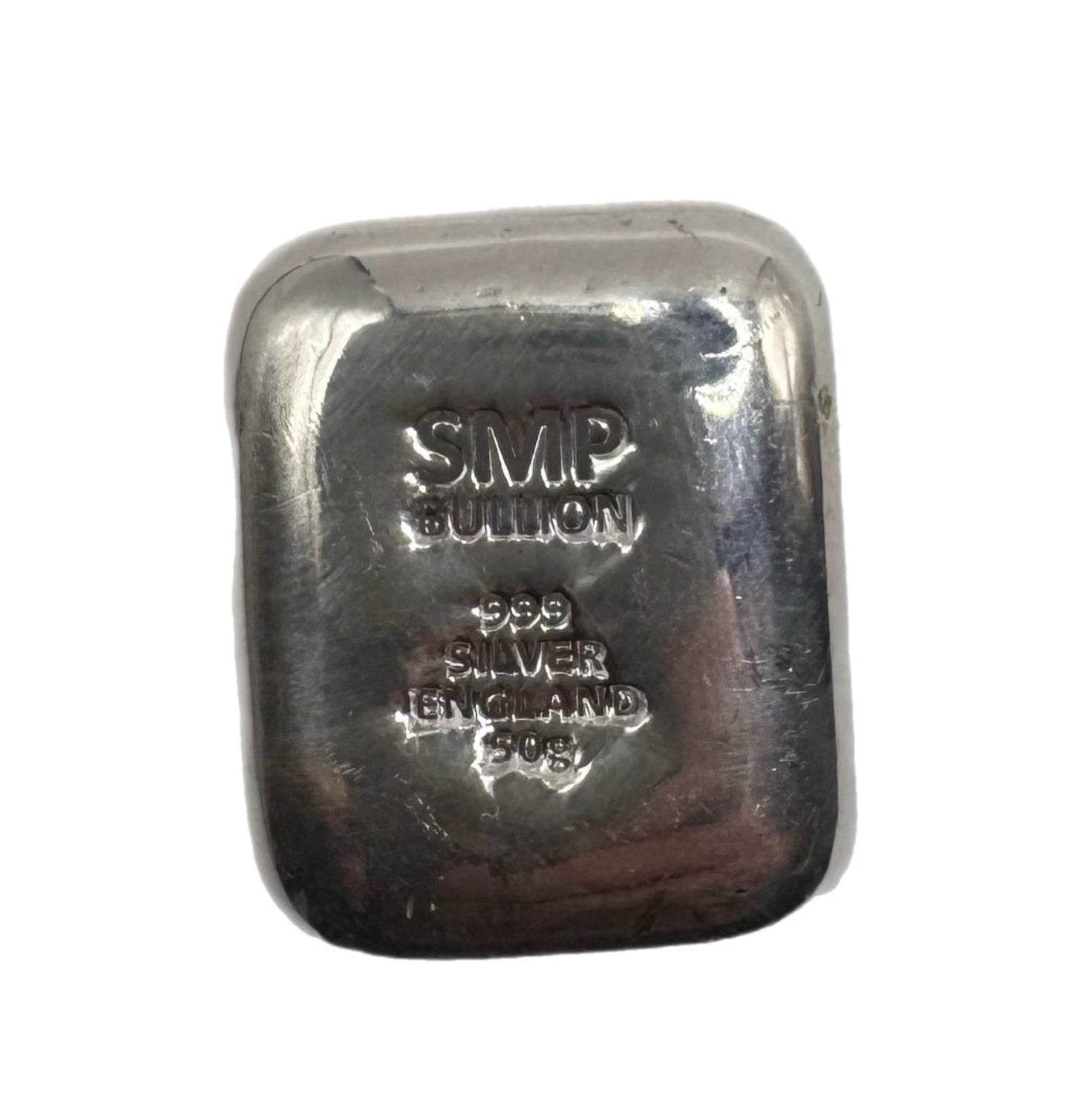 50g SMP Bullion 999 Fine Silver Bullion Cast Bar, Made in Birmingham