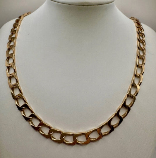 9ct Yellow Gold Men’s Curb Chain, 6mm Wide, 25in Length, Hallmarked 46.3g
