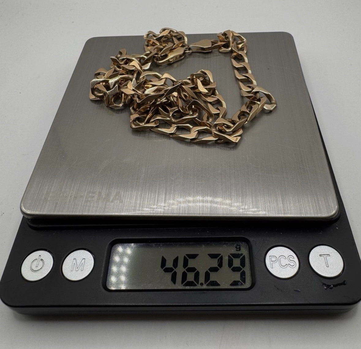 9ct Yellow Gold Men’s Curb Chain, 6mm Wide, 25in Length, Hallmarked 46.3g