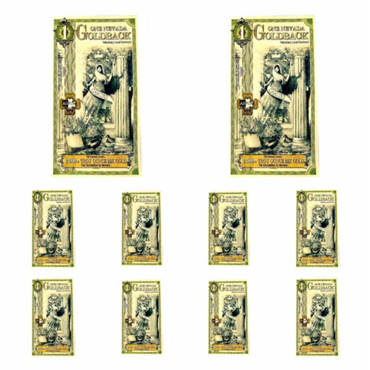 10 x 1 Nevada Goldback 10 x 1/1000oz of 24k Gold (1/100ozt total, 0.31g)