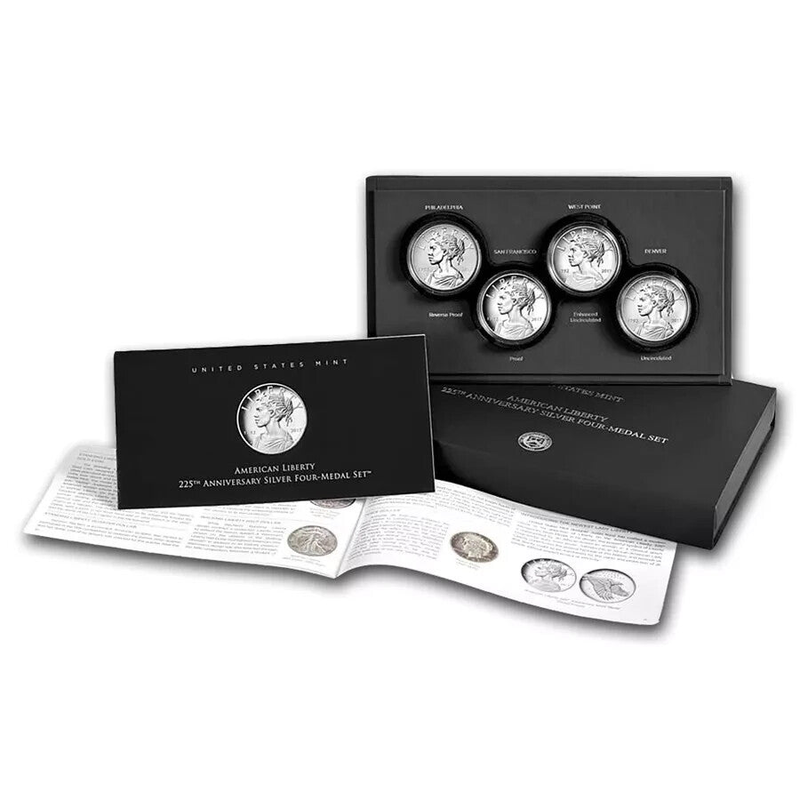 2017 American Liberty 225th Anniversary 4-Medal Silver Set with Box & COA 4ozt of 999 Silver