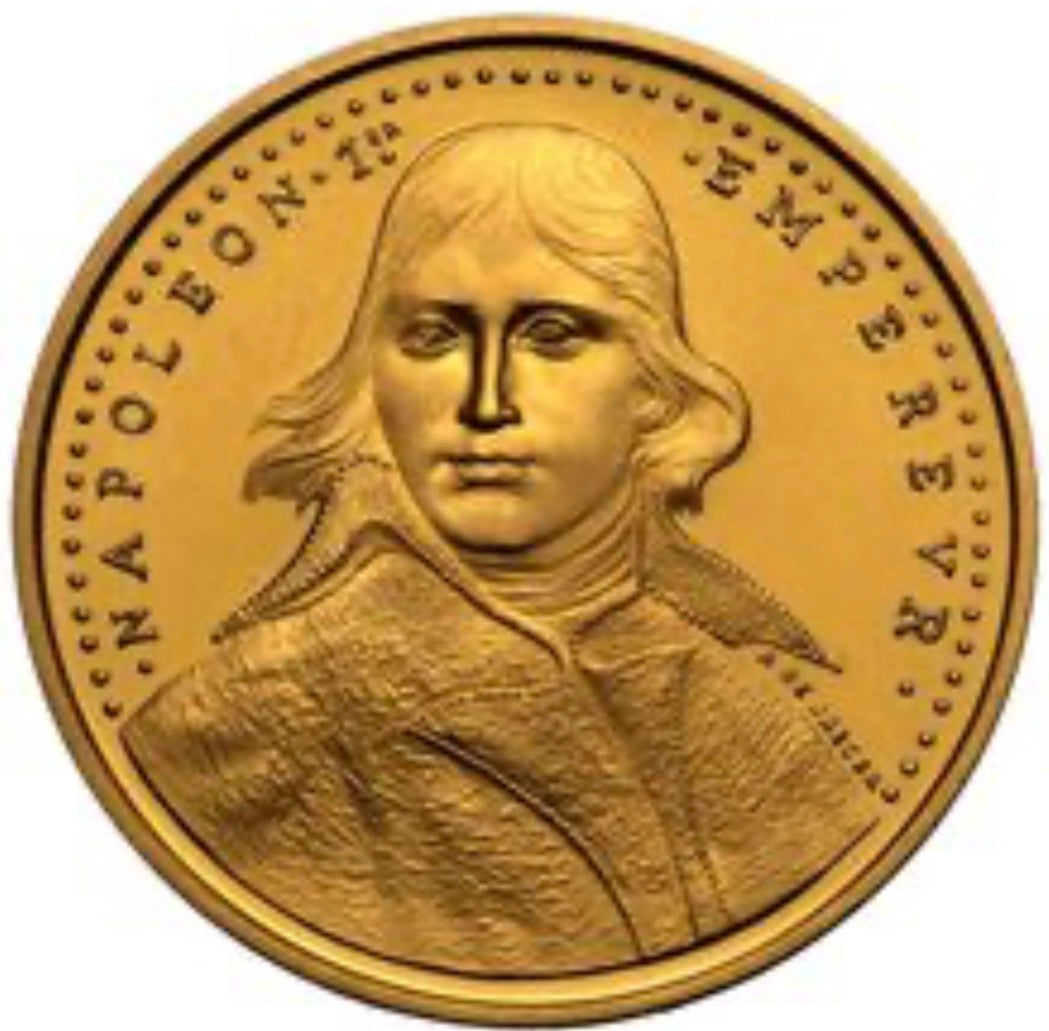 France 1969 .900 gold medal, 200th Napoleon I anniversary, 17.52g, features Napoleon portrait.