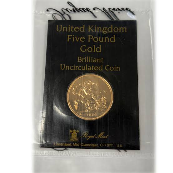 1984 £5 Quintuple Sovereign Elizabeth II 2nd Portrait BU Sealed