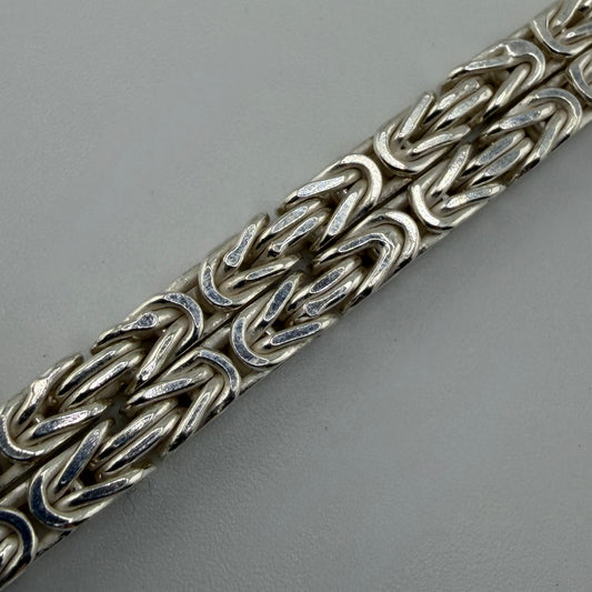 Sterling Silver Byzantine Link Chain, 24in L, 3.3mm W, 37g New