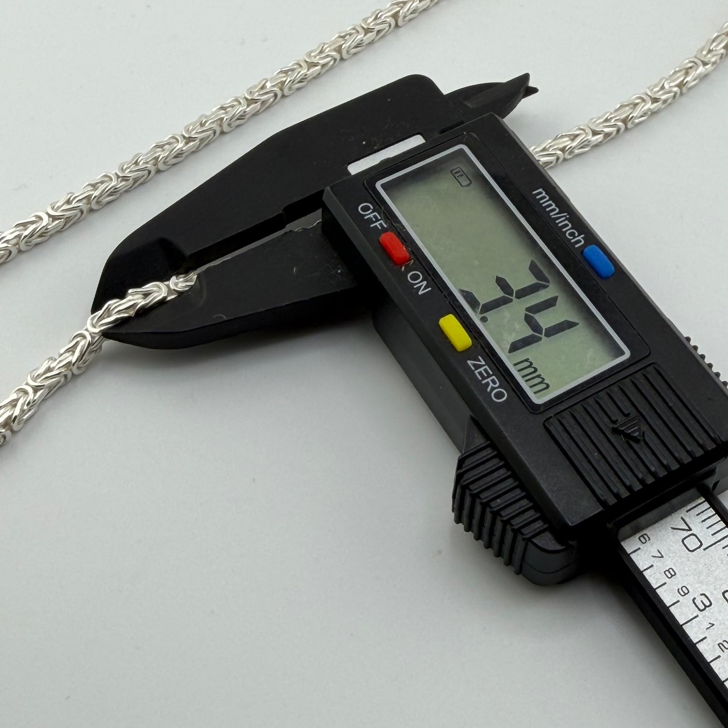 Sterling Silver Byzantine Link Chain, 24in L, 3.3mm W, 37g New