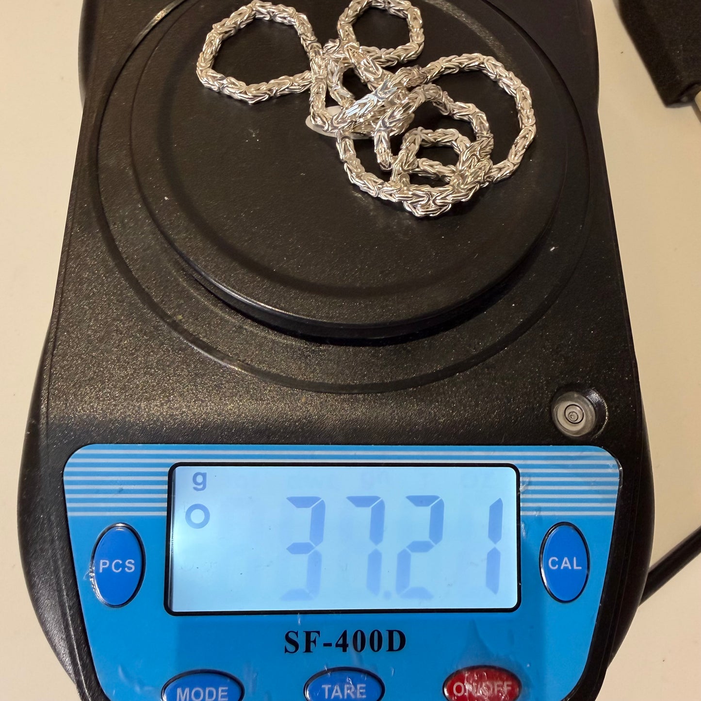 Sterling Silver Byzantine Link Chain, 24in L, 3.3mm W, 37g New