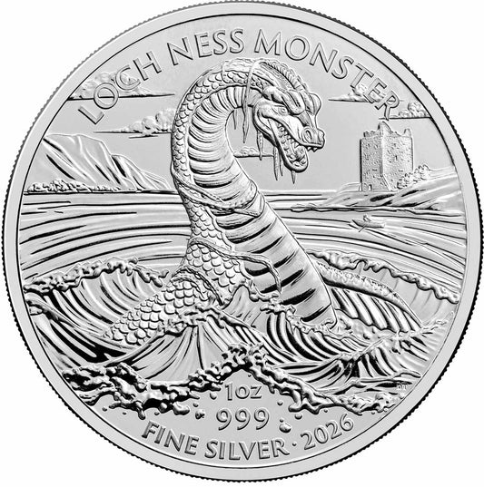 Legendary Creatures Loch Ness Monster 2026 UK 1oz 999 Silver Bullion Coin