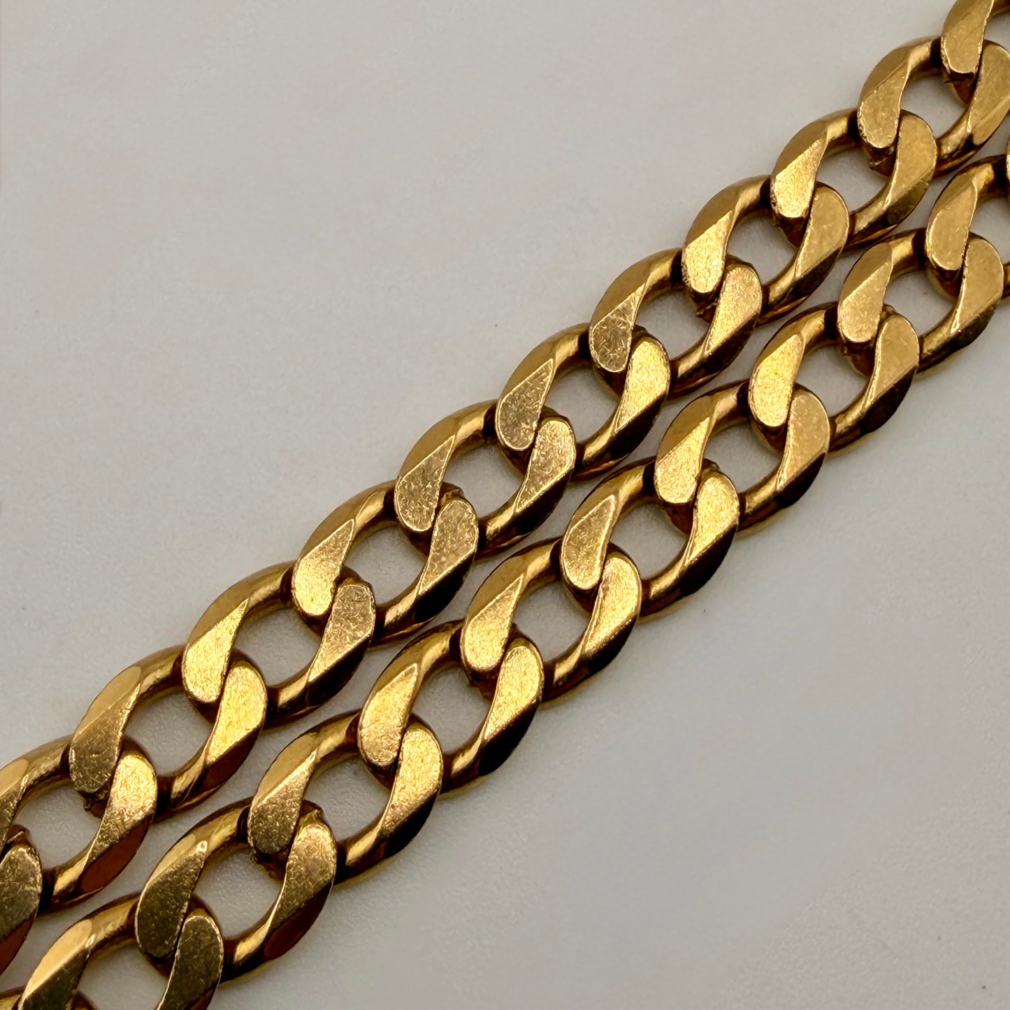 9ct Gold Solid Curb Necklace, 7mm W, 22in L, 45.4g Stamped 375