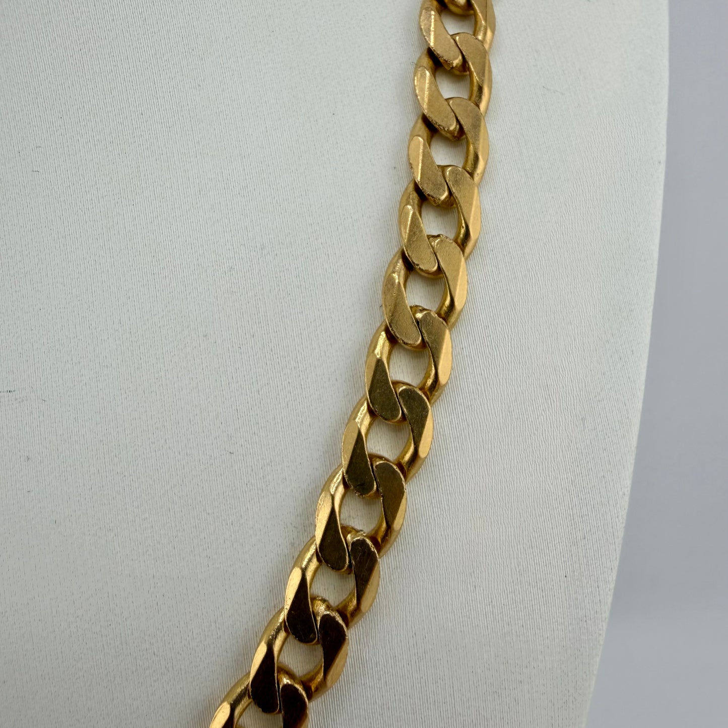 9ct Gold Solid Curb Necklace, 7mm W, 22in L, 45.4g Stamped 375