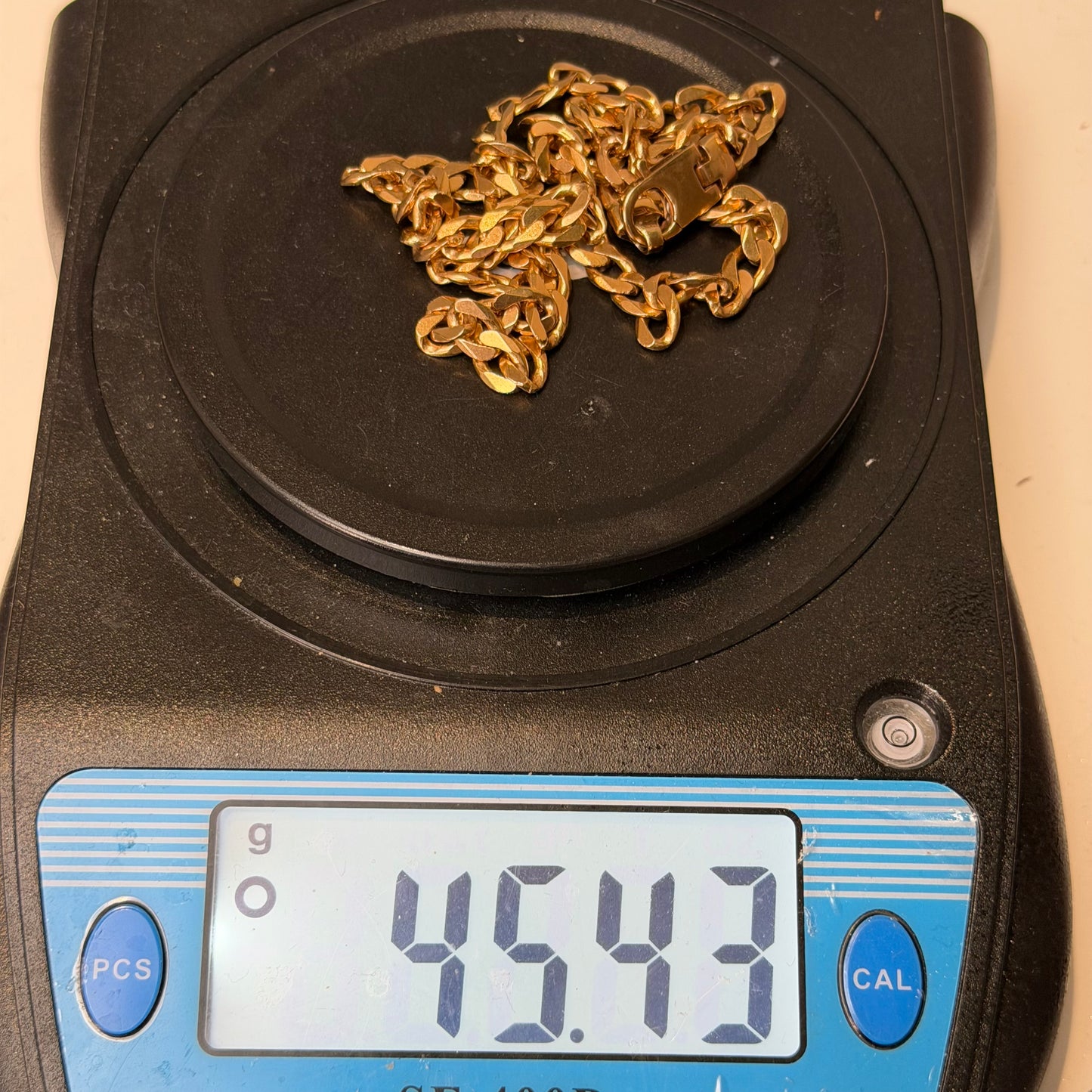 9ct Gold Solid Curb Necklace, 7mm W, 22in L, 45.4g Stamped 375