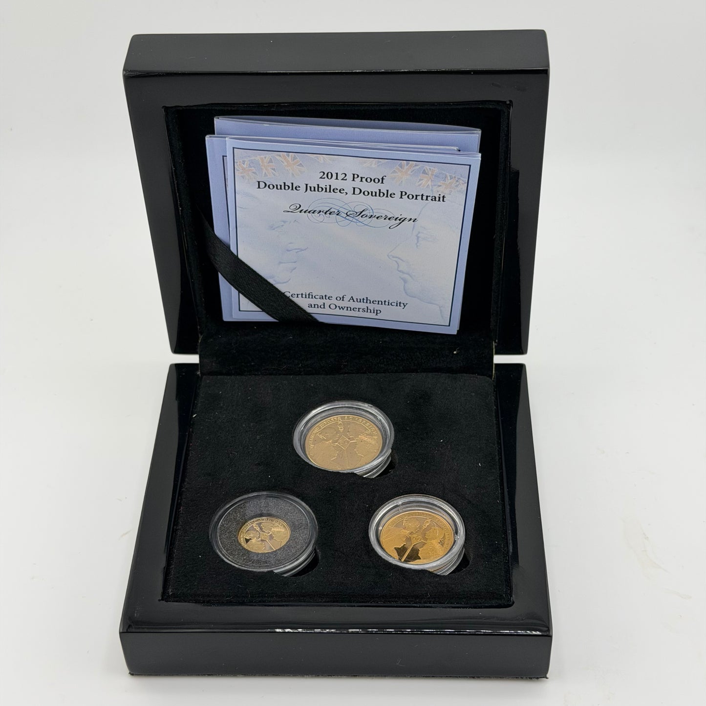 A London Mint 2012 Jubilee Double Portrait Gold Sovereign 3 Coin Set 14g of 22ct Gold